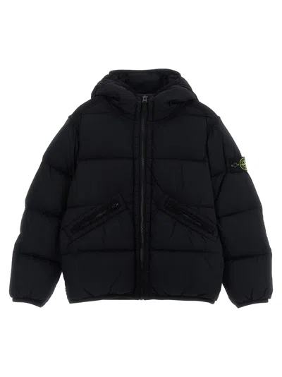 STONE ISLAND LOGO PATCH HOODED DOWN JACKET