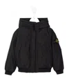 Stone Island Logo-patch Hooded Down Jacket In Blue