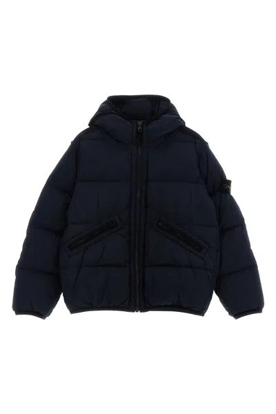STONE ISLAND LOGO PATCH HOODED DOWN JACKET