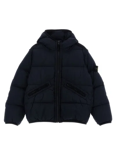 STONE ISLAND LOGO PATCH HOODED DOWN JACKET