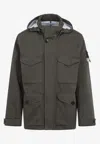 Stone Island Logo Patch Hooded Field Jacket In Green
