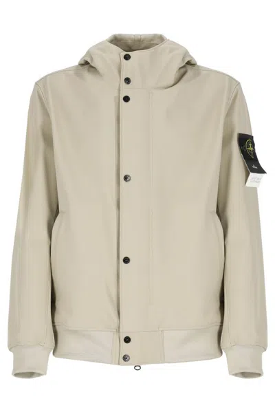 Stone Island Jacket With Logo In Beige