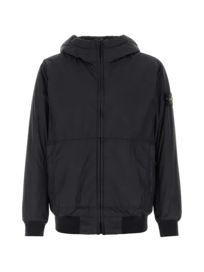 Stone Island -inspired Nylon Jacket For Men In Black