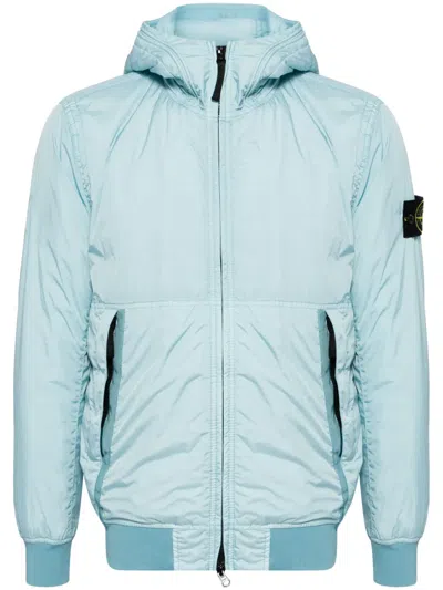 Stone Island Logo-patch Hooded Jacket In Blue