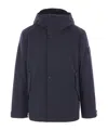Stone Island Logo Patch Hooded Jacket In Blue