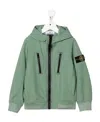 Stone Island Logo-patch Hooded Jacket In Green