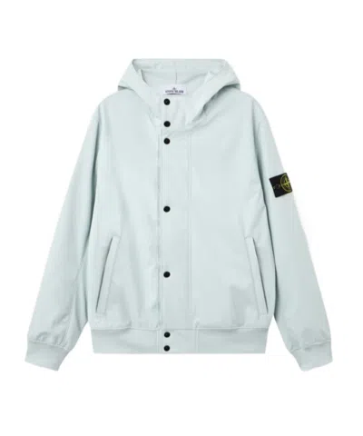 Stone Island Logo Patch Hooded Jacket In White
