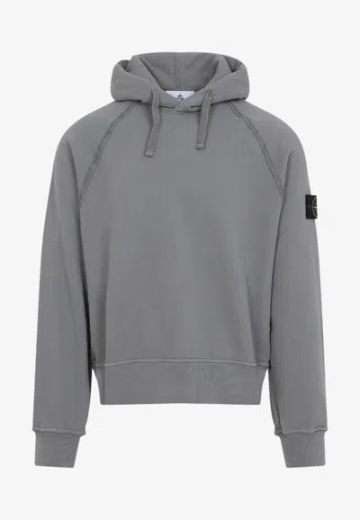 Stone Island Logo-patch Hooded Sweatshirt In Gray