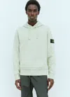 Stone Island Buttoned-patch Hooded Sweatshirt In Green