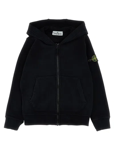 Stone Island Kids' Logo Patch Hoodie In Black