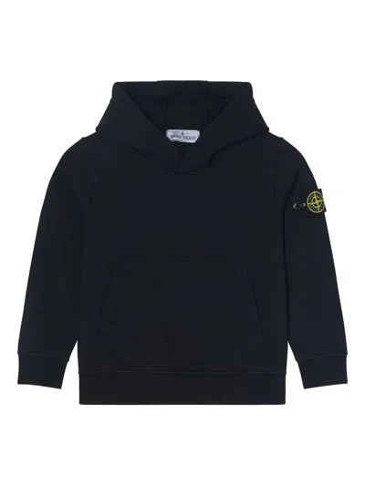 Stone Island Kids' Logo-patch Hoodie In Black