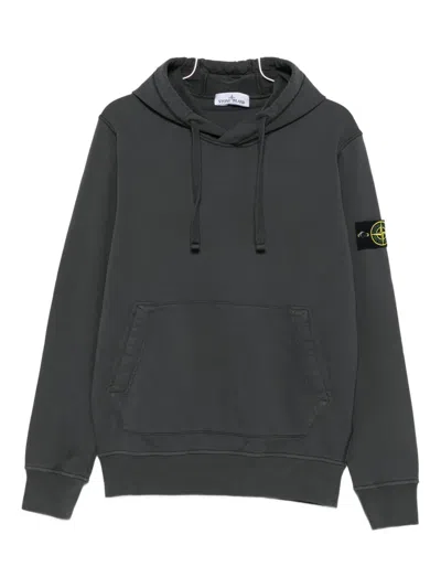 Stone Island Logo-patch Hoodie In Gray