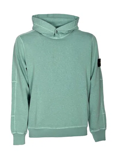 Stone Island Logo Patch Hoodie In Green