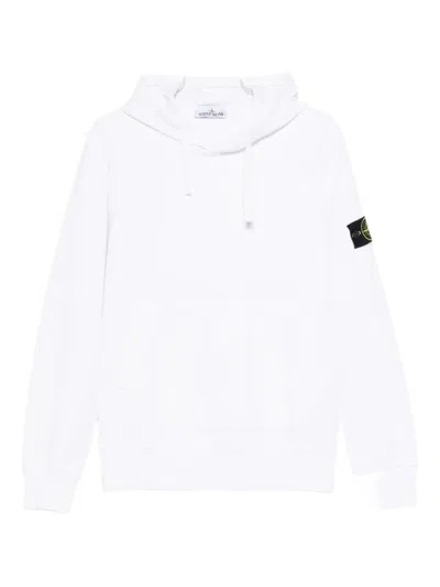 Stone Island Regular-fit Hooded Sweatshirt With Pouch Pocket In White