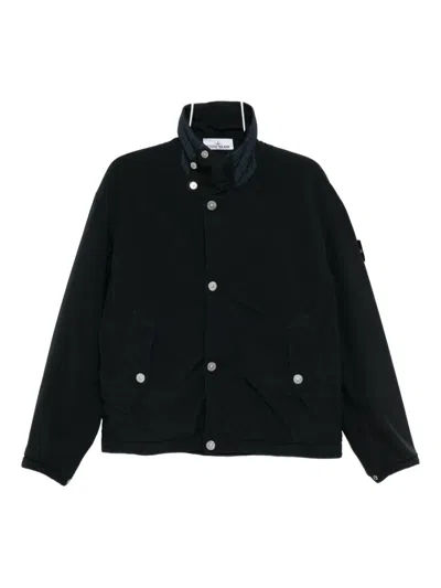 Stone Island Stylish Short Jacket High Collar Pockets In Black
