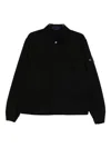 Stone Island Collared Denim Jacket Featuring Front Pockets In Black