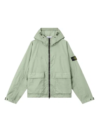 Stone Island Logo Nylon Bomber Jacket In Green