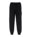 Stone Island Cargo Cotton Joggers Elastic Waistband In Black