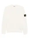 Stone Island Logo Cotton Crewneck Sweatshirt In White