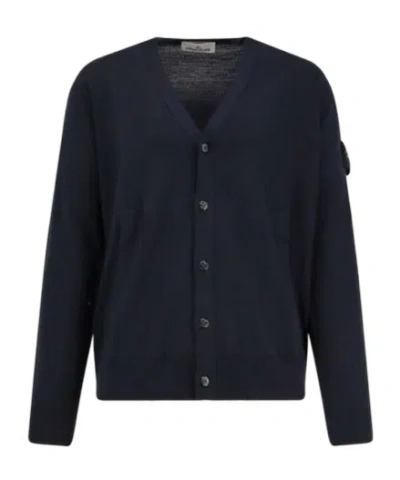 STONE ISLAND STONE ISLAND LOGO PATCH KNITTED CARDIGAN