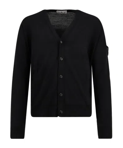 STONE ISLAND STONE ISLAND LOGO PATCH KNITTED CARDIGAN