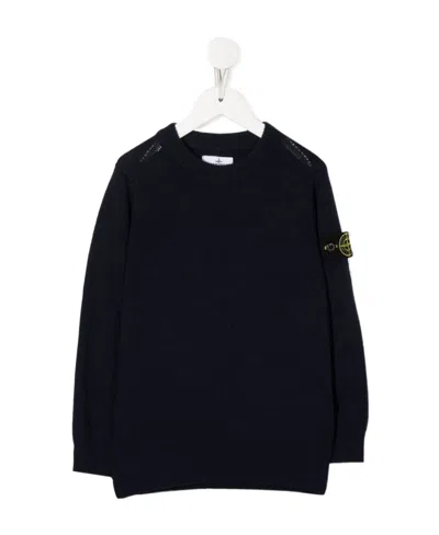 Stone Island Logo-patch Knitted Jumper In Blue