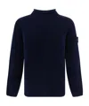 Stone Island Logo Patch Crewneck Jumper In Blue
