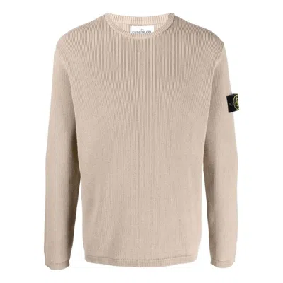 STONE ISLAND STONE ISLAND LOGO PATCH KNITTED JUMPER 'TAN'