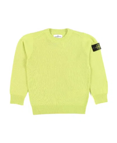 Stone Island Logo-patch Knitted Jumper In Yellow