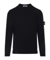 Stone Island Wool Crew Neck Pullover In Black