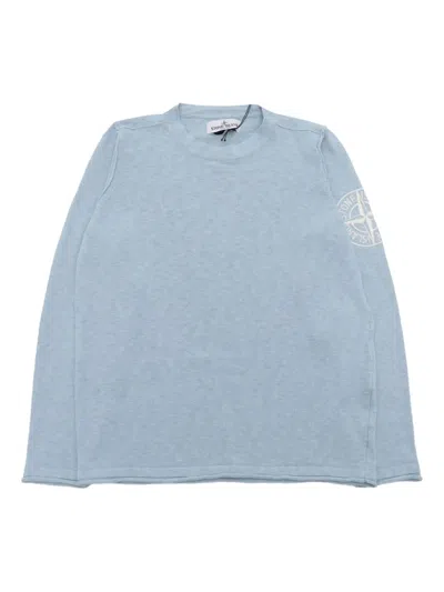 Stone Island Kids' Logo-patch Long-sleeve Sweatshirt In Blue