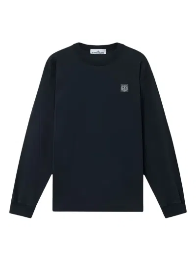 Stone Island Logo-patch Long-sleeve Sweatshirt In Blue