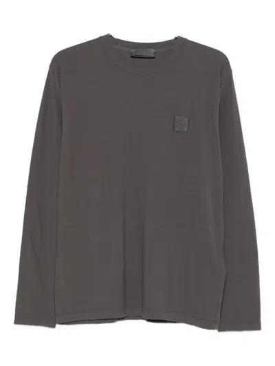 Stone Island Logo-patch Long-sleeve T-shirt In Gray