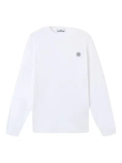 Stone Island Logo-patch Long-sleeve T-shirt In White