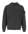Stone Island Compass Patch Hooded Sweatshirt In Gray