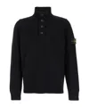 Stone Island Ribbed Cuffs Turtleneck Sweater In Black