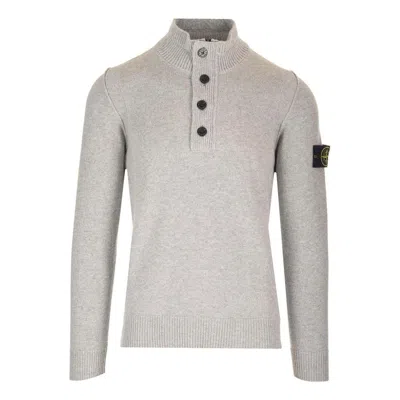 Stone Island Logo Patch Long-sleeved Sweater 'grey' In Gray