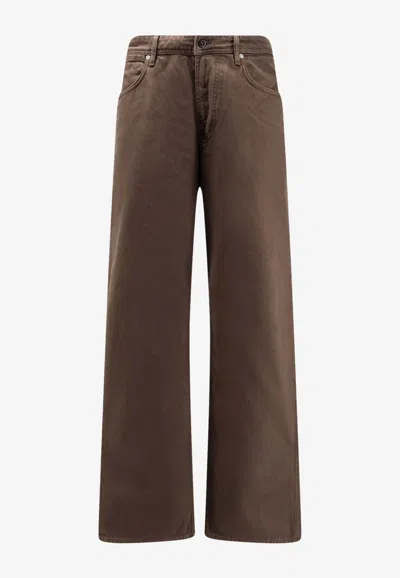 Stone Island Logo Patch Loose Trousers In Brown