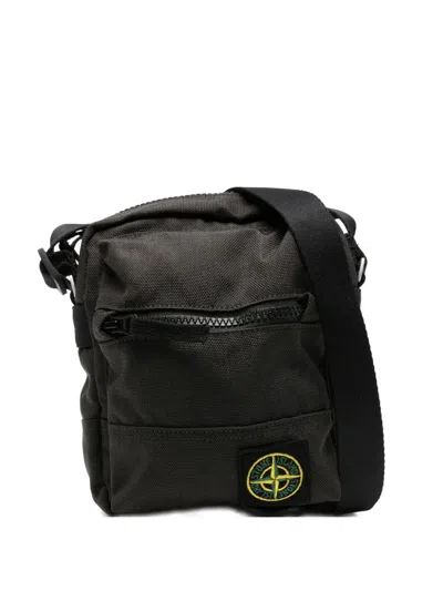 Stone Island Logo-patch Messenger Bag In Black