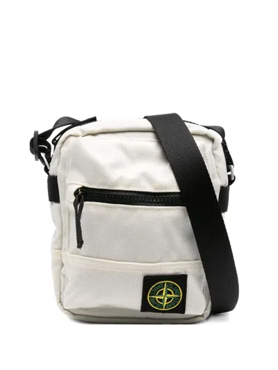 Stone Island Logo-patch Messenger Bag In Neutral