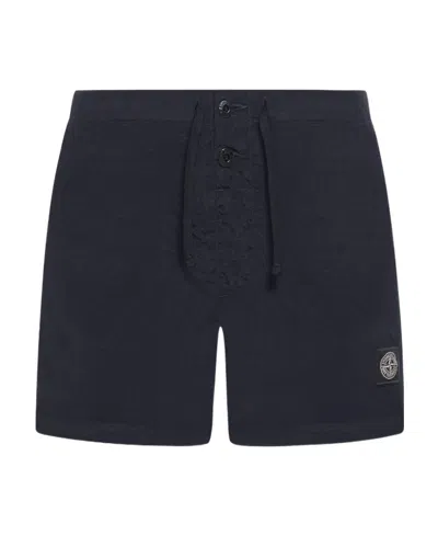 STONE ISLAND STONE ISLAND LOGO PATCH MID-RISE SWIM SHORTS