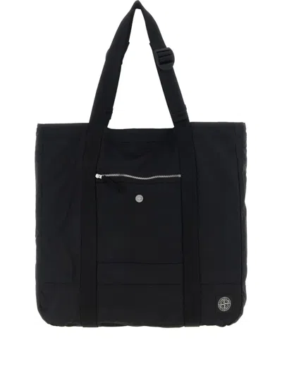 STONE ISLAND LOGO-PATCH NYLON TOTE BAG