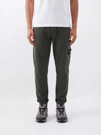 Stone Island Logo Patch Organic Cotton Cargo Trousers In Gray