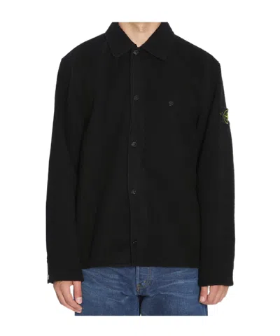 Stone Island Blended Shirt Jacket In Black