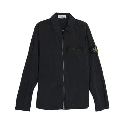 Pre-owned Stone Island Logo Patch Overshirt 'black' | Men's Size M