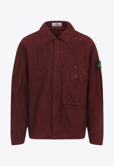 Stone Island Logo-patch Overshirt In Red