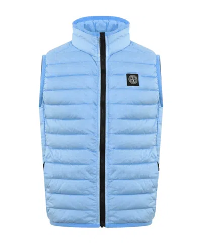 Stone Island Logo-patch Padded Gilet In Blue