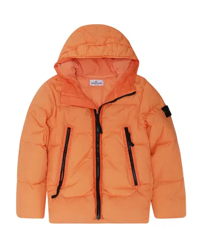 Stone Island Logo-patch Padded Jacket In Orange
