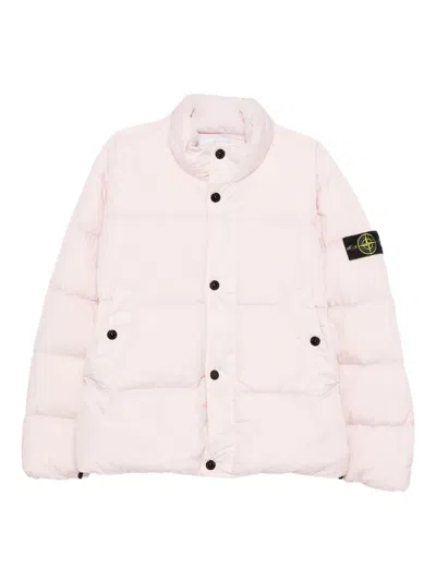 Stone Island Logo-patch Padded Jacket In Pink