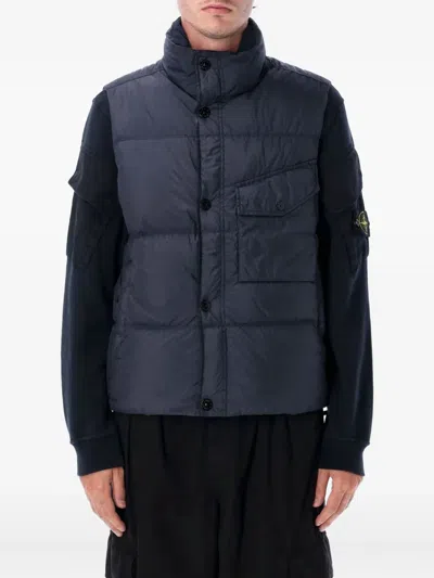 Stone Island Logo-patch Padded Vest In Blue